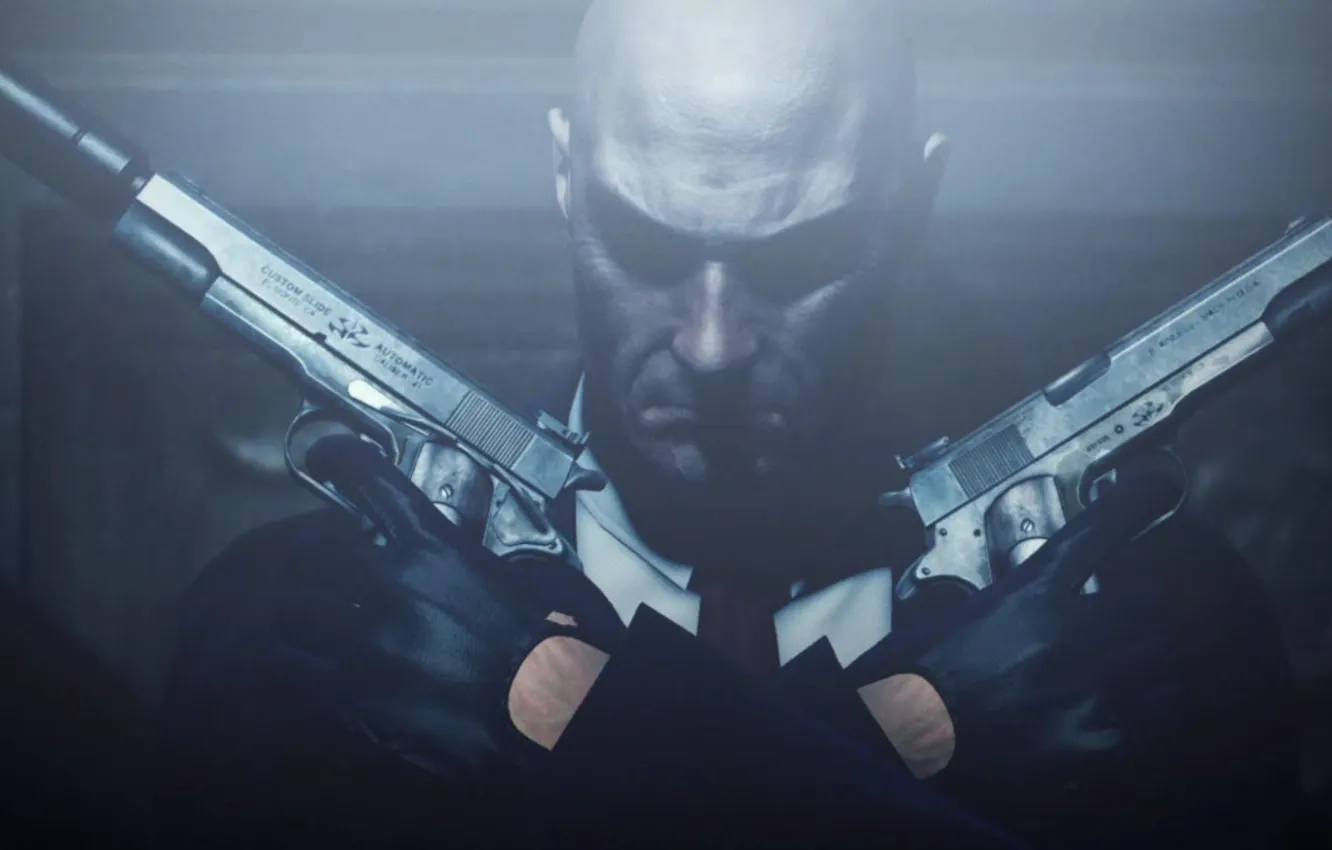Photo wallpaper gun, weapons, head, bald, Hitman, Absolution, The hitmen
