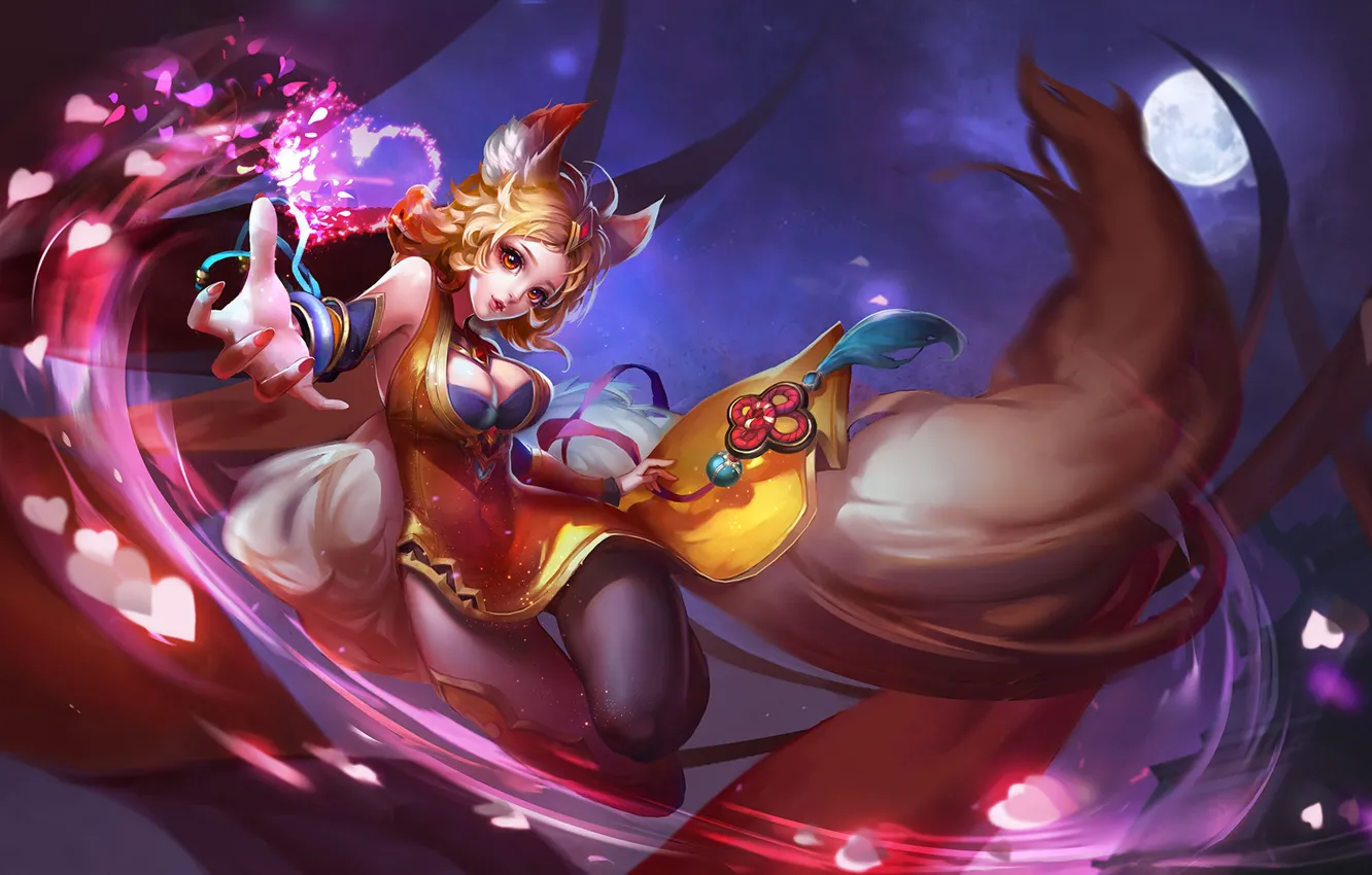 Photo wallpaper girl, magic, the game, tail, ears, King of Glory, The king of glory