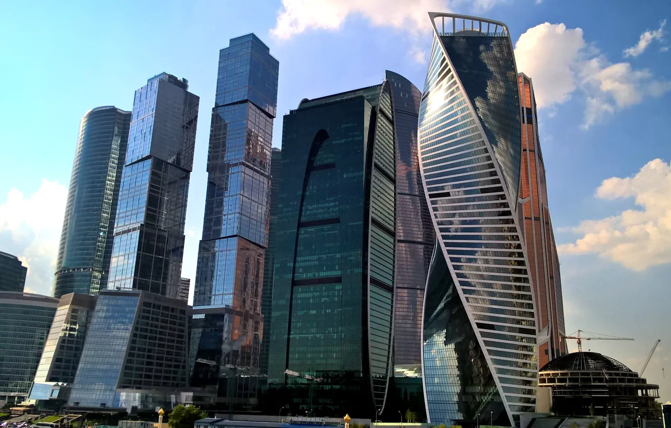Photo wallpaper the sky, clouds, city, skyscrapers, Moscow, Russia, Russia, sky