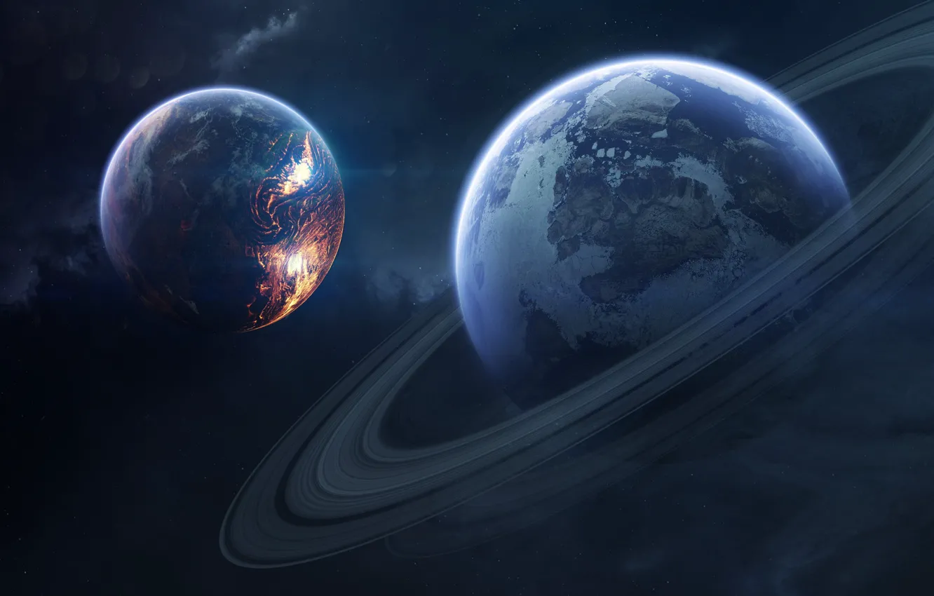 Photo wallpaper Planet, Space, Planet, Planets, Ring, Art, Space, Art