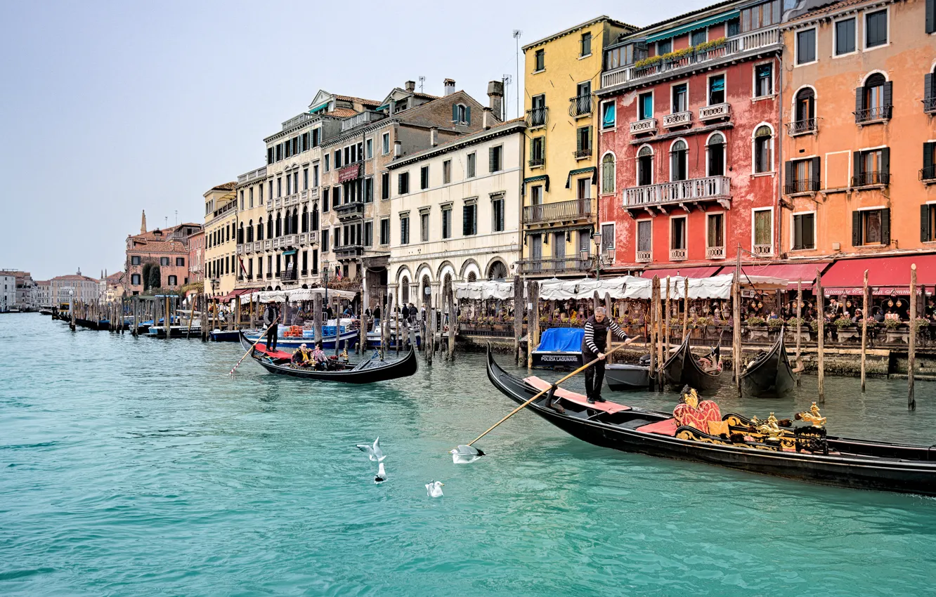 Photo wallpaper Italy, Venice, Italy, gondola, Venice, Italia, Venice, Gondolas