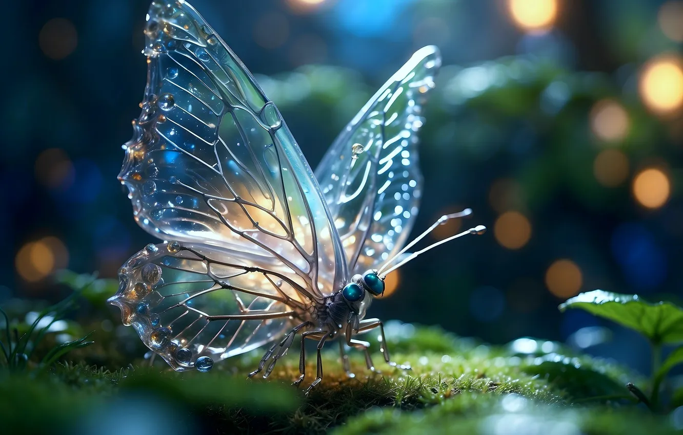 Photo wallpaper butterfly, wings, beautiful, generated by AI