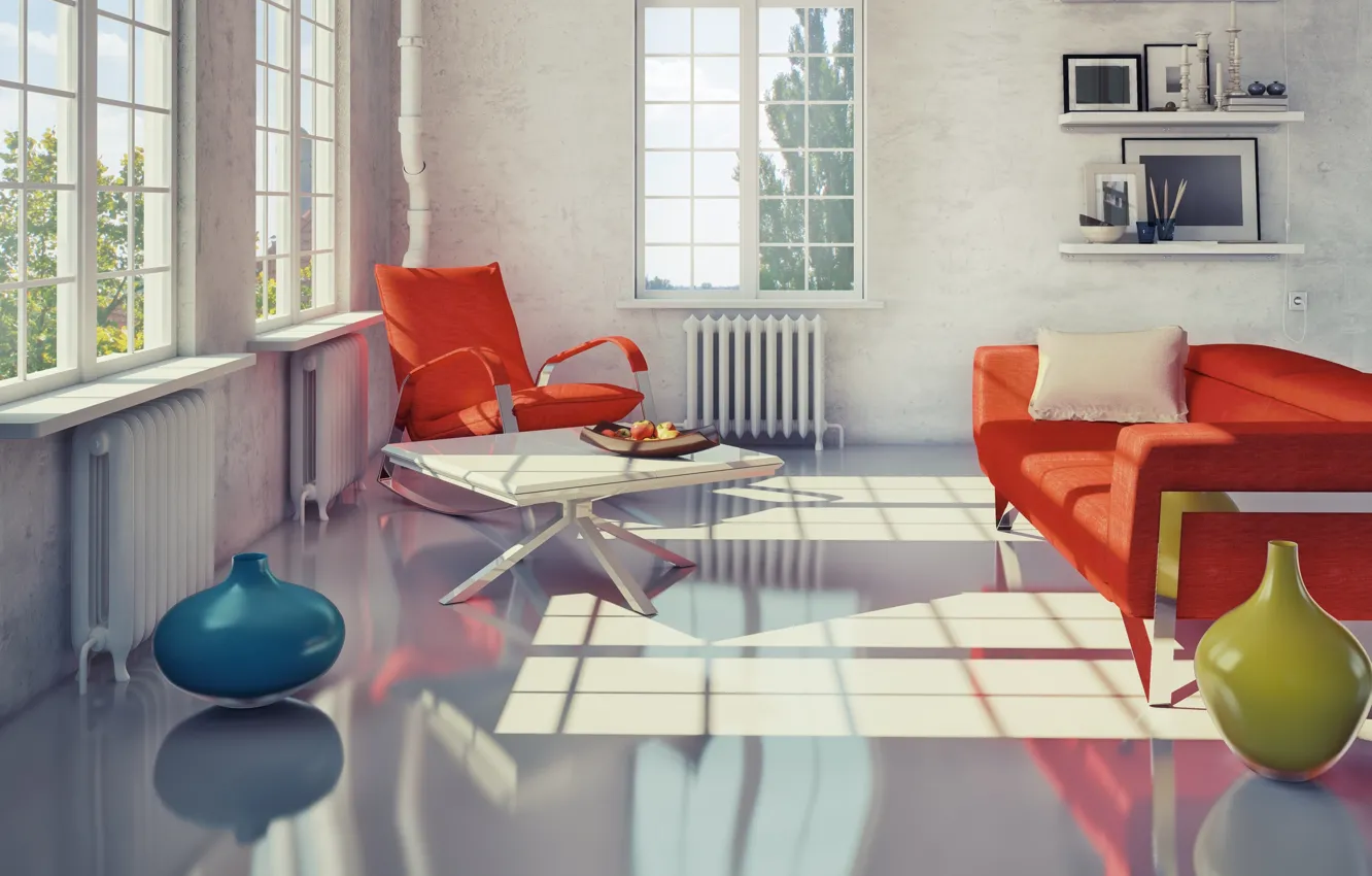 Photo wallpaper chairs, modern, Interior, living room, Modern, chairs, Interior, Loft