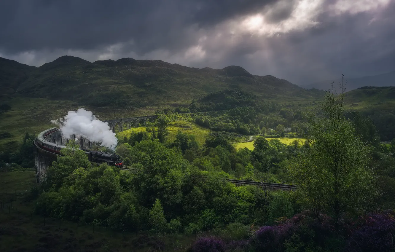 Photo wallpaper summer, train, the engine, spring, UK