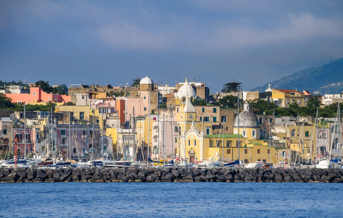 Photo wallpaper sea, home, Italy, Procida