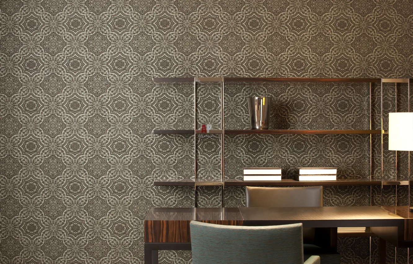 Photo wallpaper Desk, places, shelves, Desk