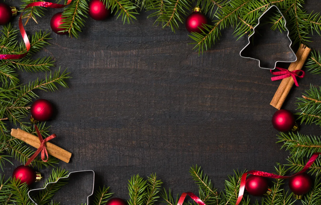 Photo wallpaper decoration, balls, new year, Christmas, Christmas, balls, wood, New Year