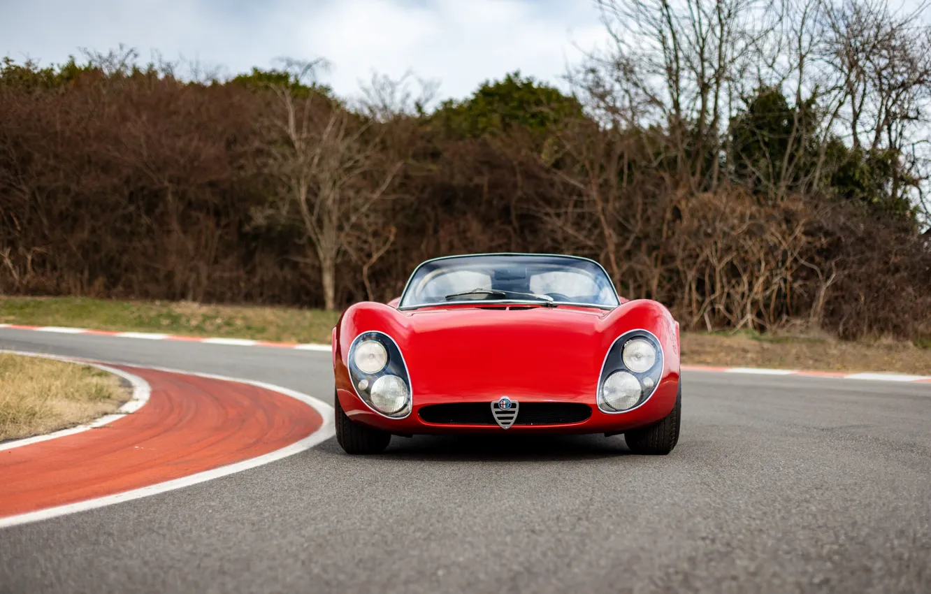 Photo wallpaper Alfa Romeo, 1967, front, beauty, 33 Road, Type 33, Alfa Romeo 33 Stradale Prototype