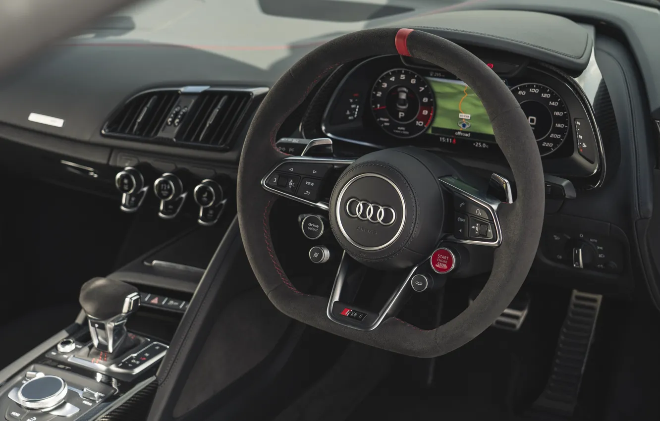 Photo wallpaper Audi, steering wheel, R8, Audi R8 Coupe V10 GT RWD