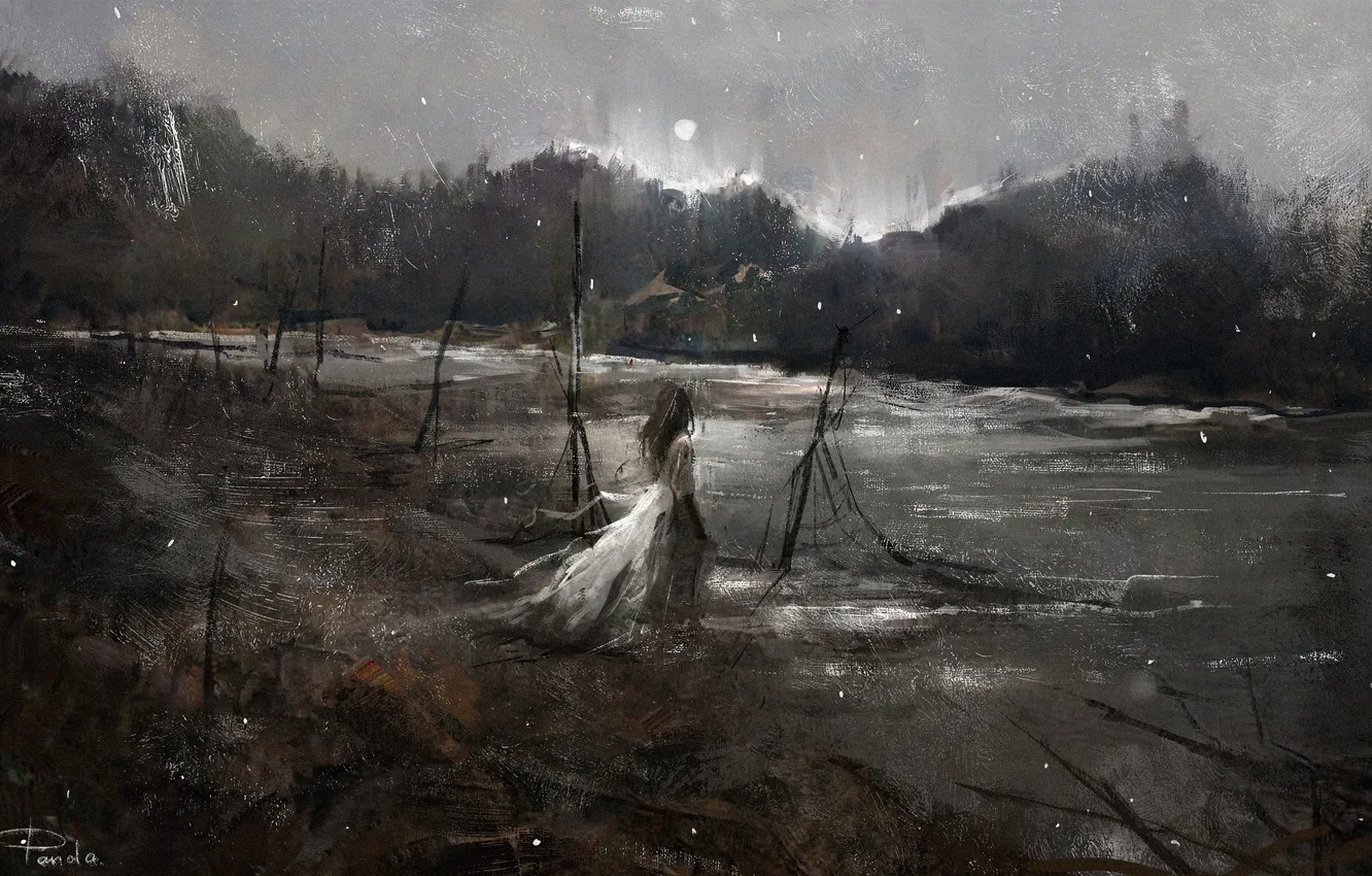 Photo wallpaper girl, nature, mediocrity, wilting, by Panda