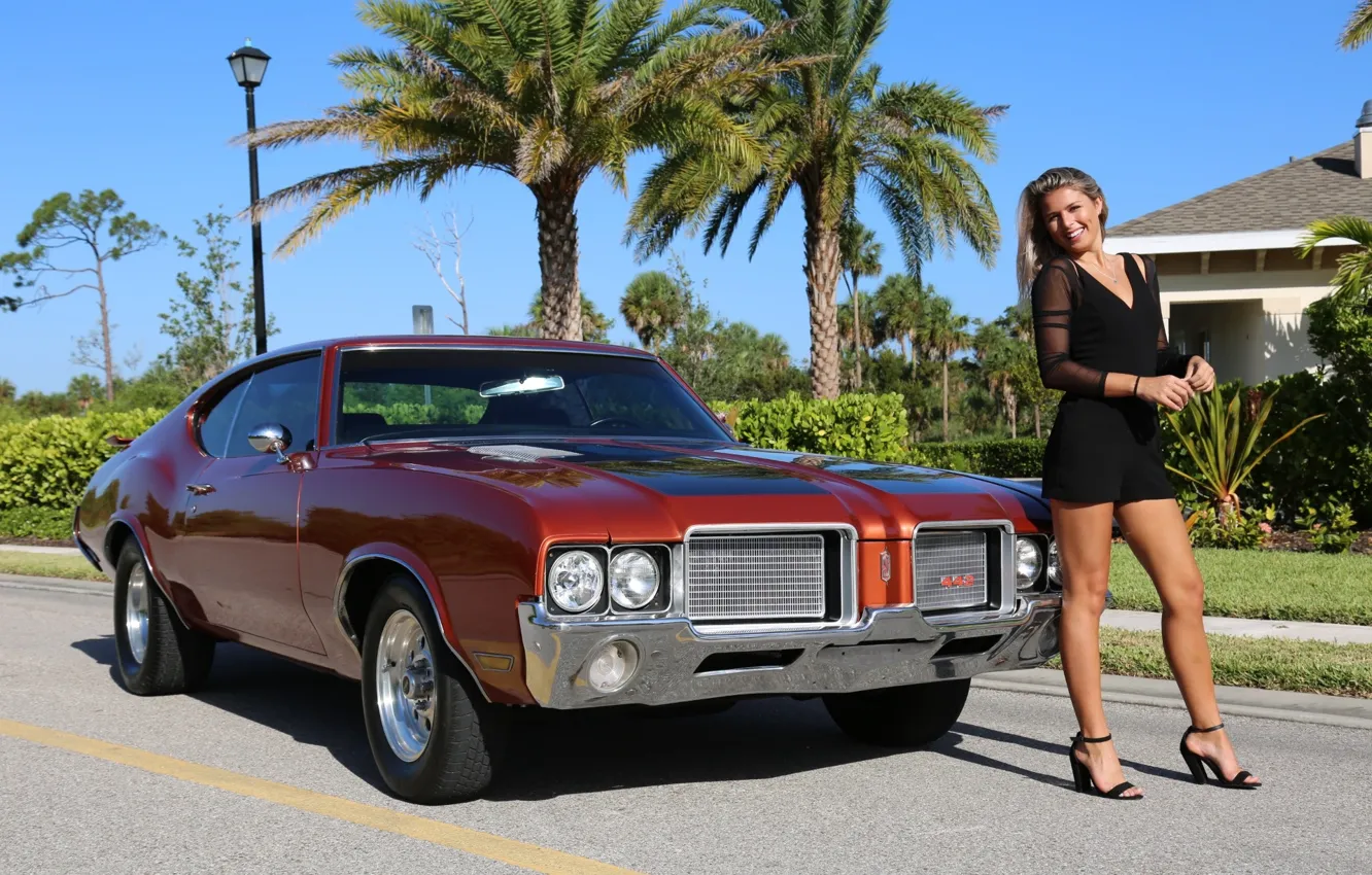 Photo wallpaper girl, 442, Oldsmobile, Cutlass Supreme