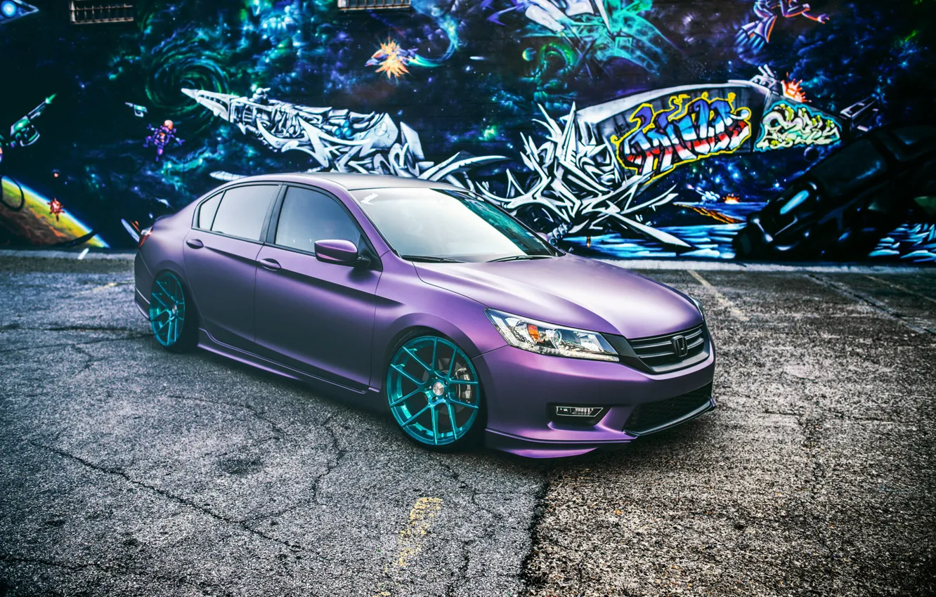 Photo wallpaper Honda, wheels, Honda, Accord, Tuning, purple, frontside, Chord