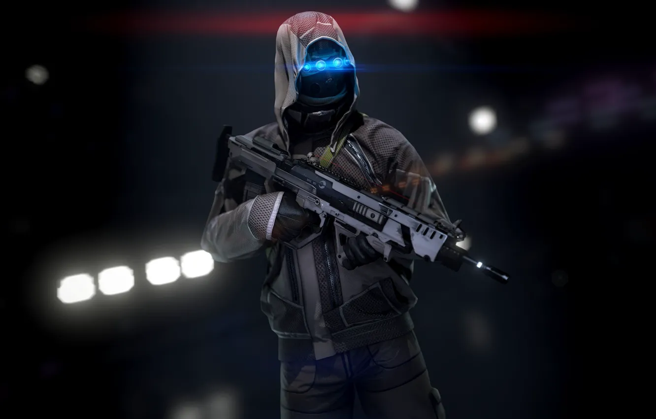 Photo wallpaper gun, fighter, soldier, war, man, infrared, rifle, mask