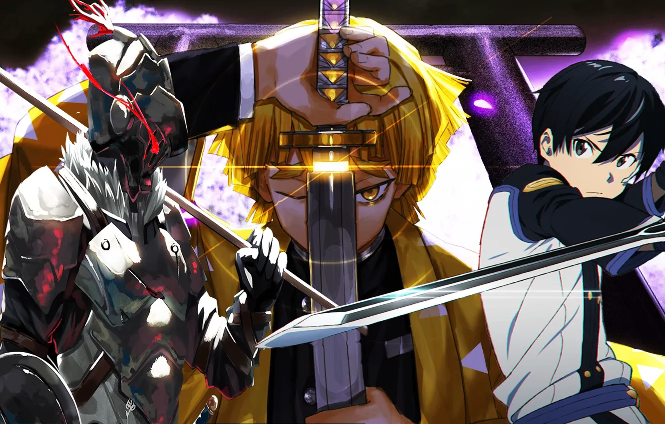 Photo wallpaper collage, sword art online, Sword Ard Online, Goblin Slayer, The killer of goblins, Demon Slayer …