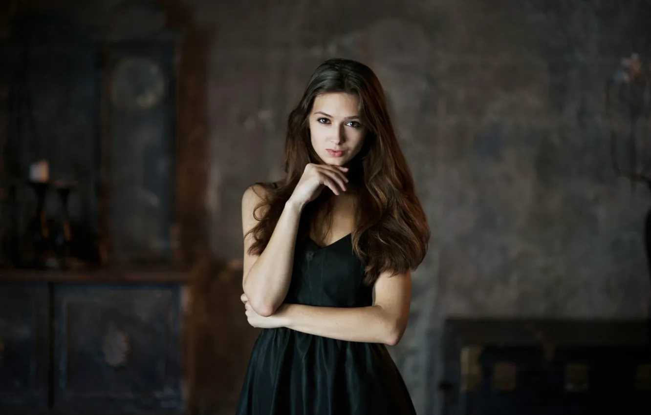 Photo wallpaper look, girl, brown hair, cute, Maxim Maximov, Maxim Maksimov