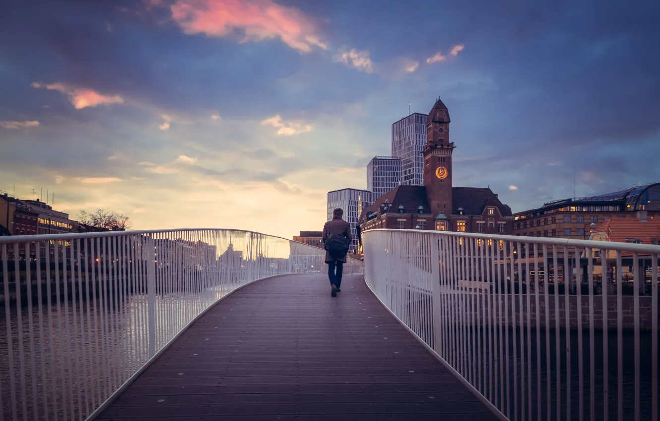 Photo wallpaper Sweden, evening, Malmö