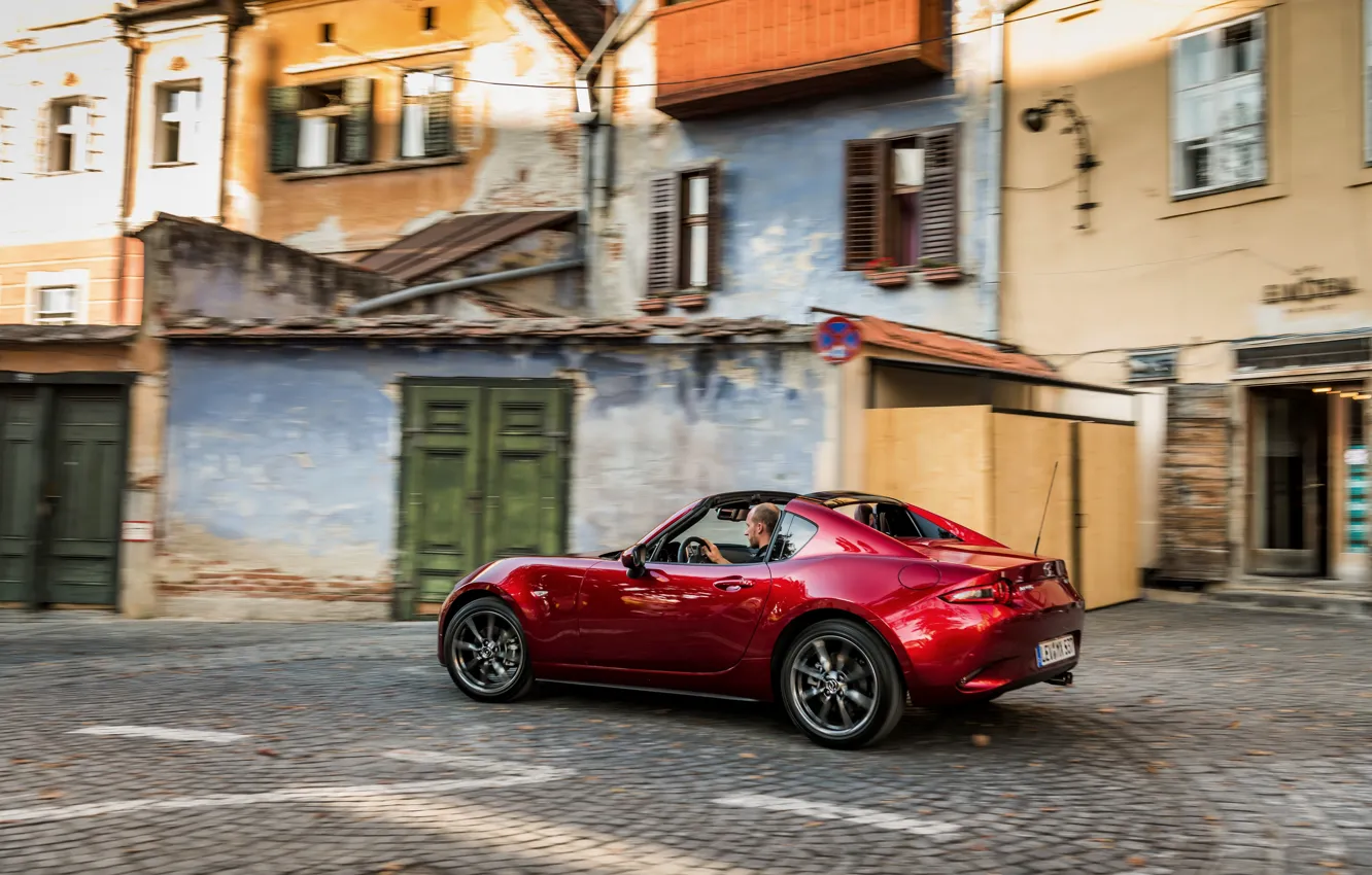 Photo wallpaper red, the city, Mazda, Targa, 2019, MX-5 RF