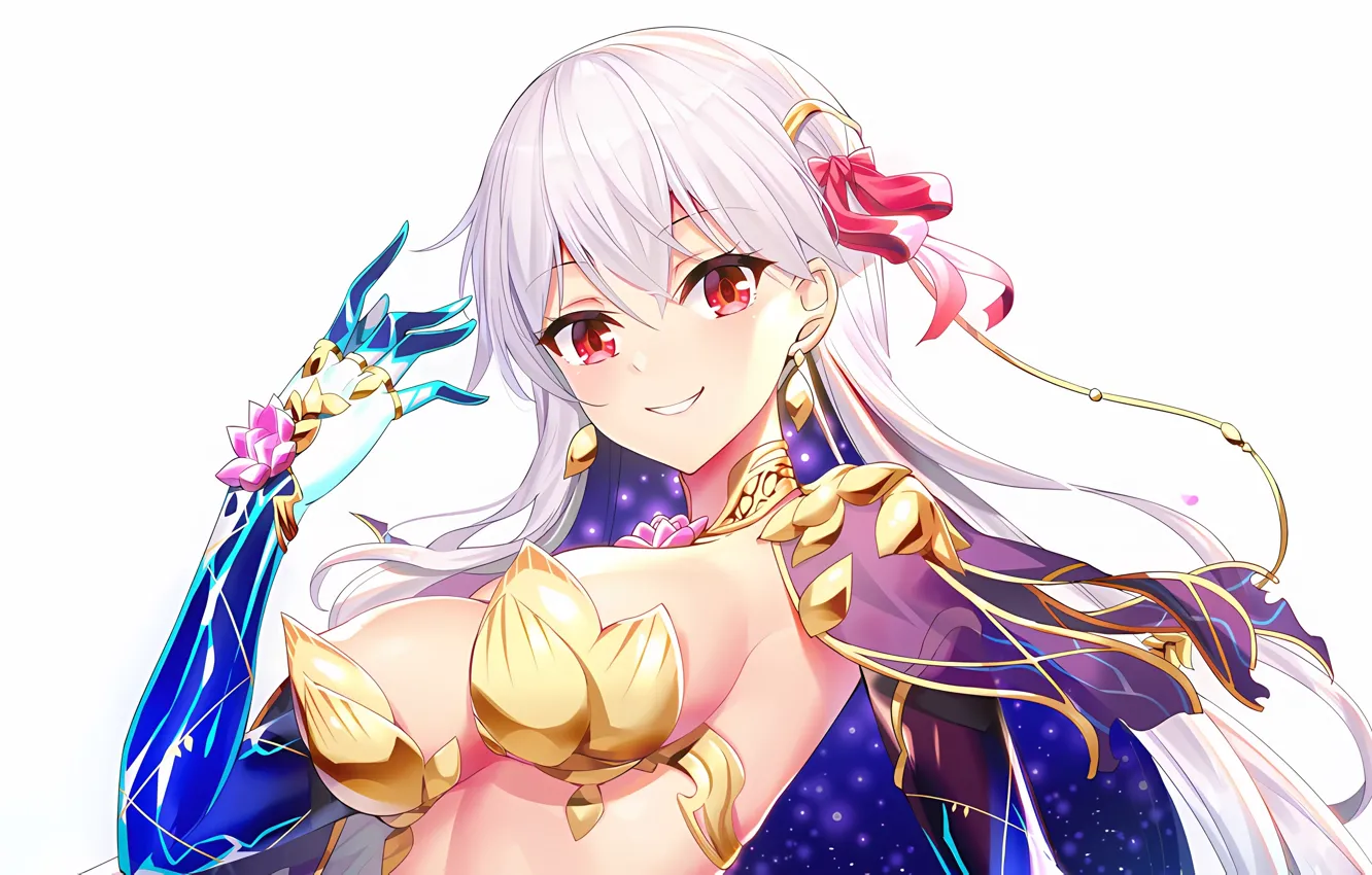 Photo wallpaper girl, sexy, bra, cleavage, long hair, boobs, anime, beautiful