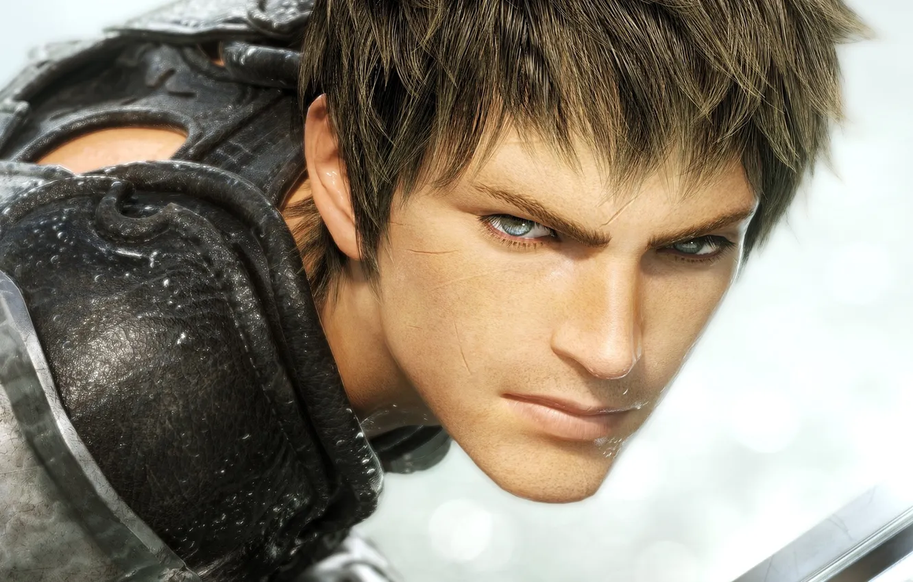 Photo wallpaper look, face, the game, sword, warrior, guy, Final Fantasy