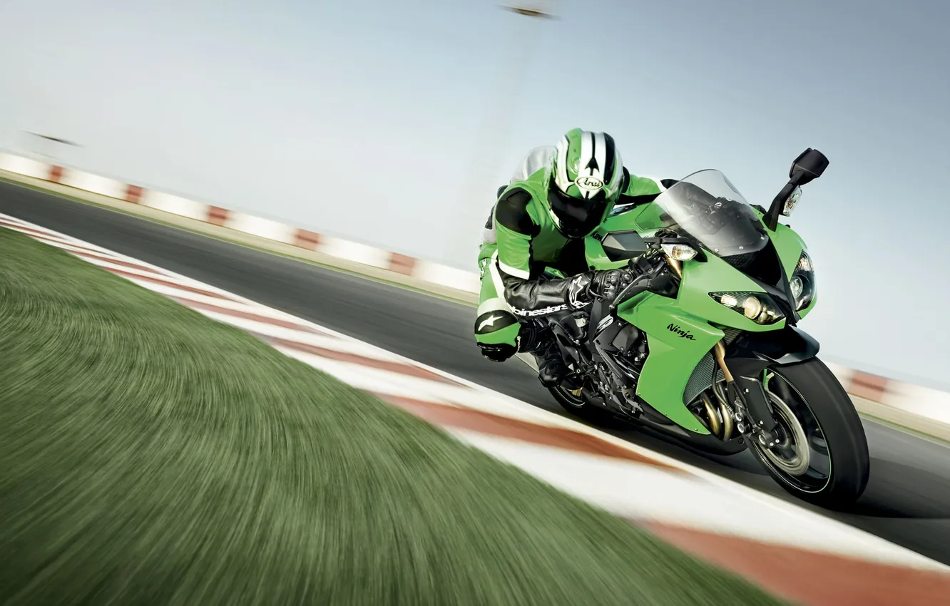 Photo wallpaper transport, race, sport, people, motorcycle, Kawasaki, ninja zx 10 r