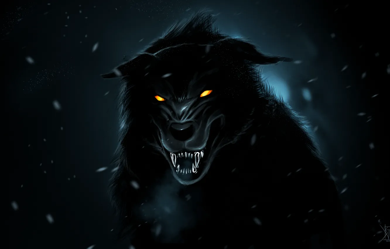 Photo wallpaper predator, fangs, grin, art, by TheRisingSoul, Black Wolf