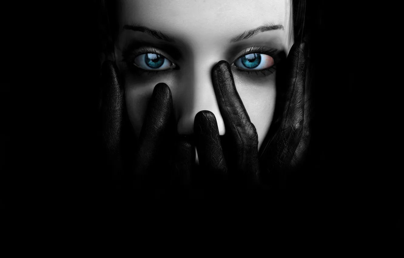 Photo wallpaper eyes, black, gloves