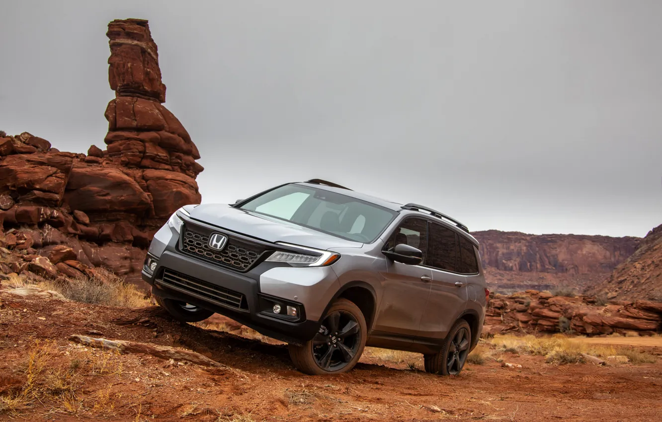 Photo wallpaper stones, overcast, rocks, Honda, 2019, Passport