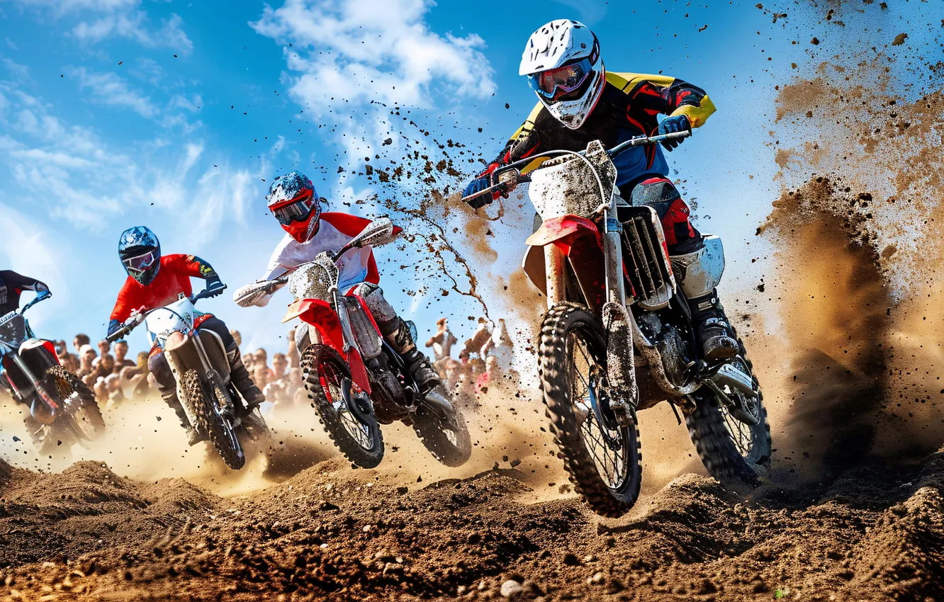 Photo wallpaper People, Squirt, Men, Digital art, Motorcycles, Athletes, Motorsport, AI art
