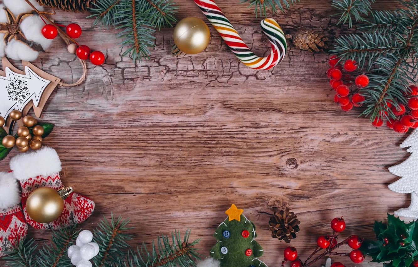 Photo wallpaper decoration, gift, new year, Christmas, Christmas, wood, New Year, decoration