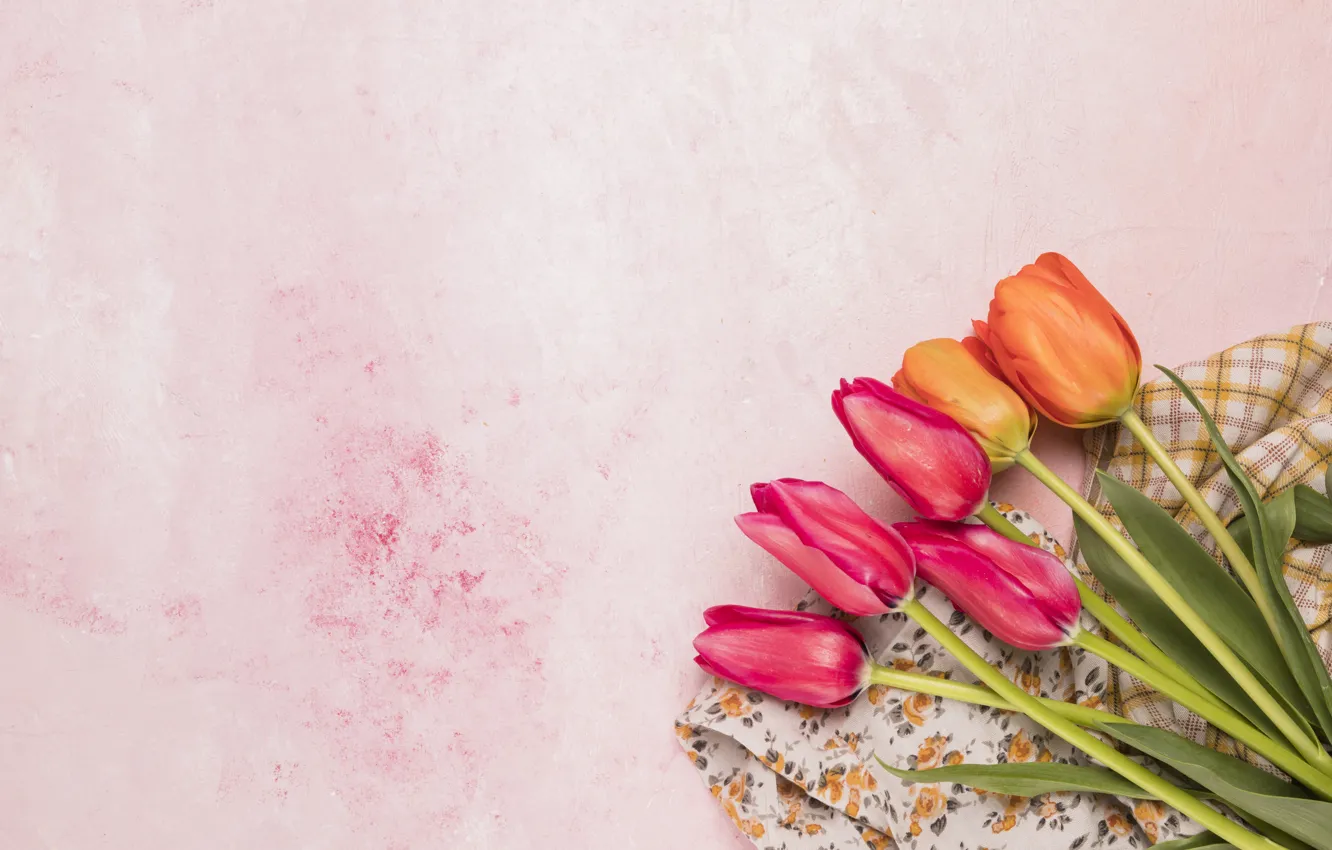 Photo wallpaper flowers, red, bouquet, tulips, red, wood, flowers, tulips