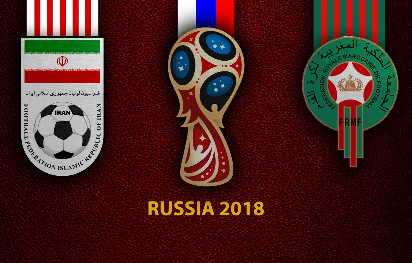 Photo wallpaper wallpaper, sport, logo, football, FIFA World Cup, Russia 2018, Iran vs Morocco