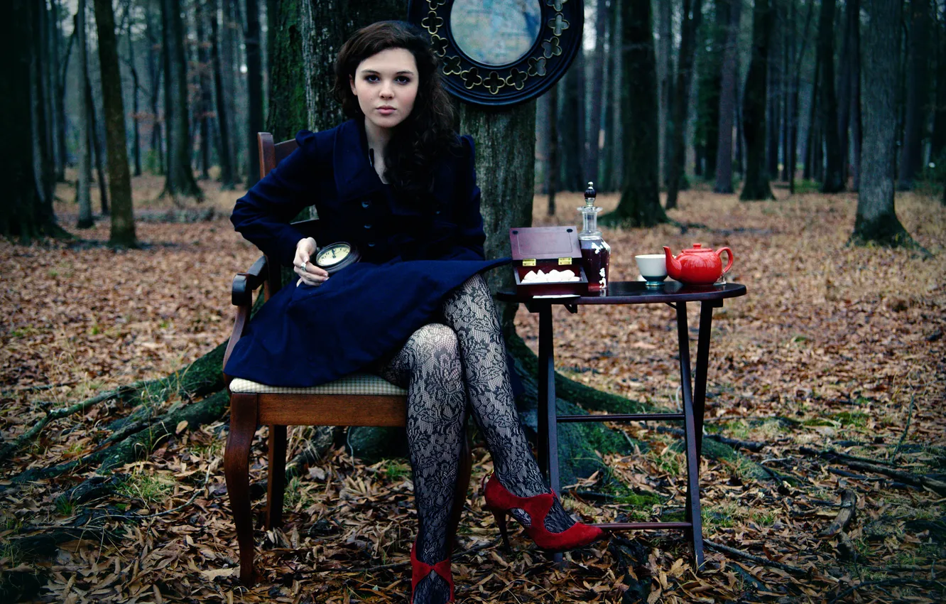 Photo wallpaper forest, girl, Alice