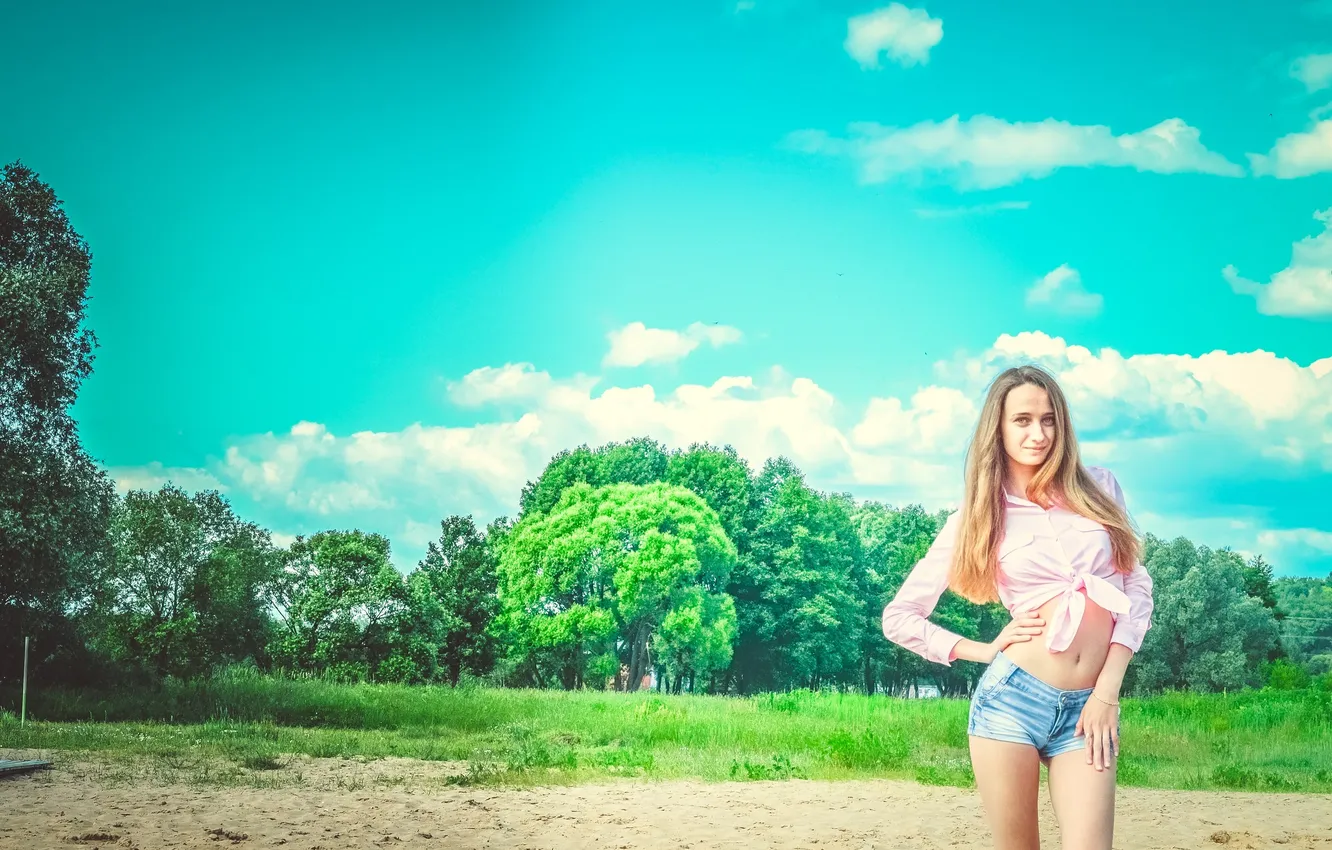 Photo wallpaper girl, trees, photographer, girl, promenade, photography, photographer, Vladimir Silaev