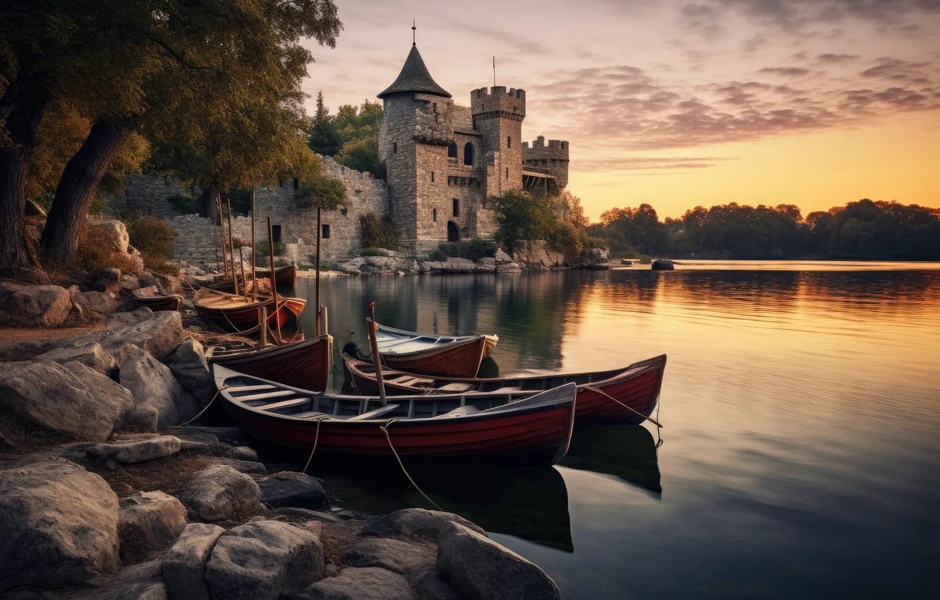 Photo wallpaper landscape, castle, landscape, beautiful, vintage, castle, ancient