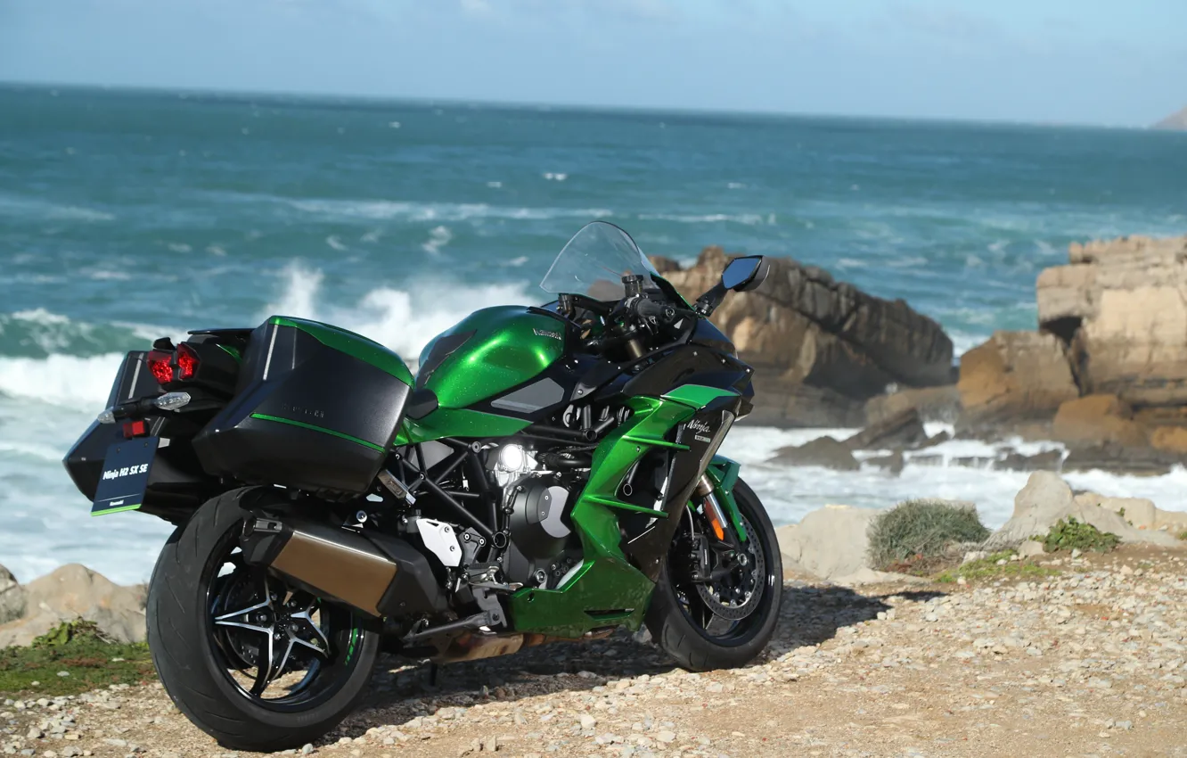 Photo wallpaper Kawasaki, sea, motorcycle, Ninja, Kawasaki Ninja H2 SX EX