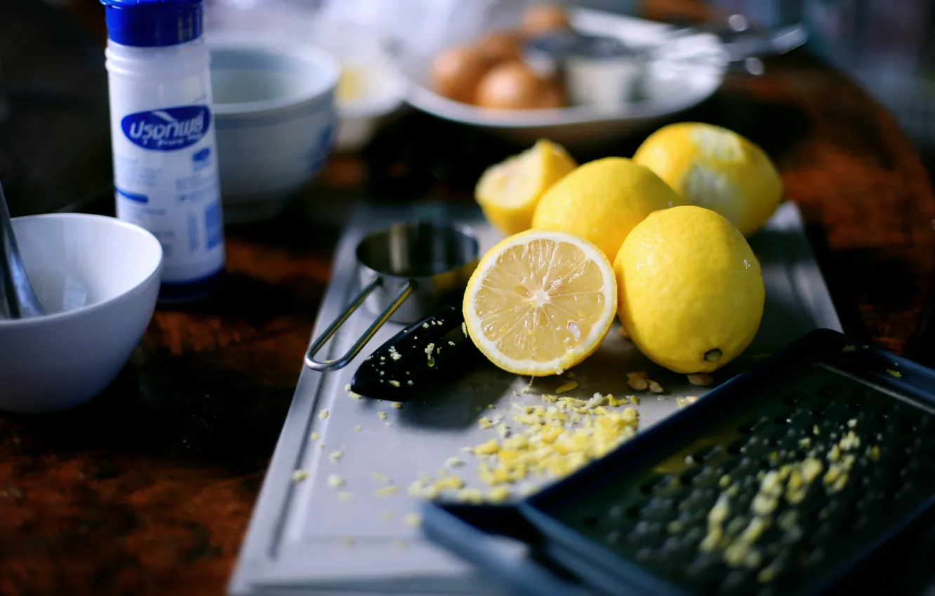 Photo wallpaper lemons, peel, peel, grater