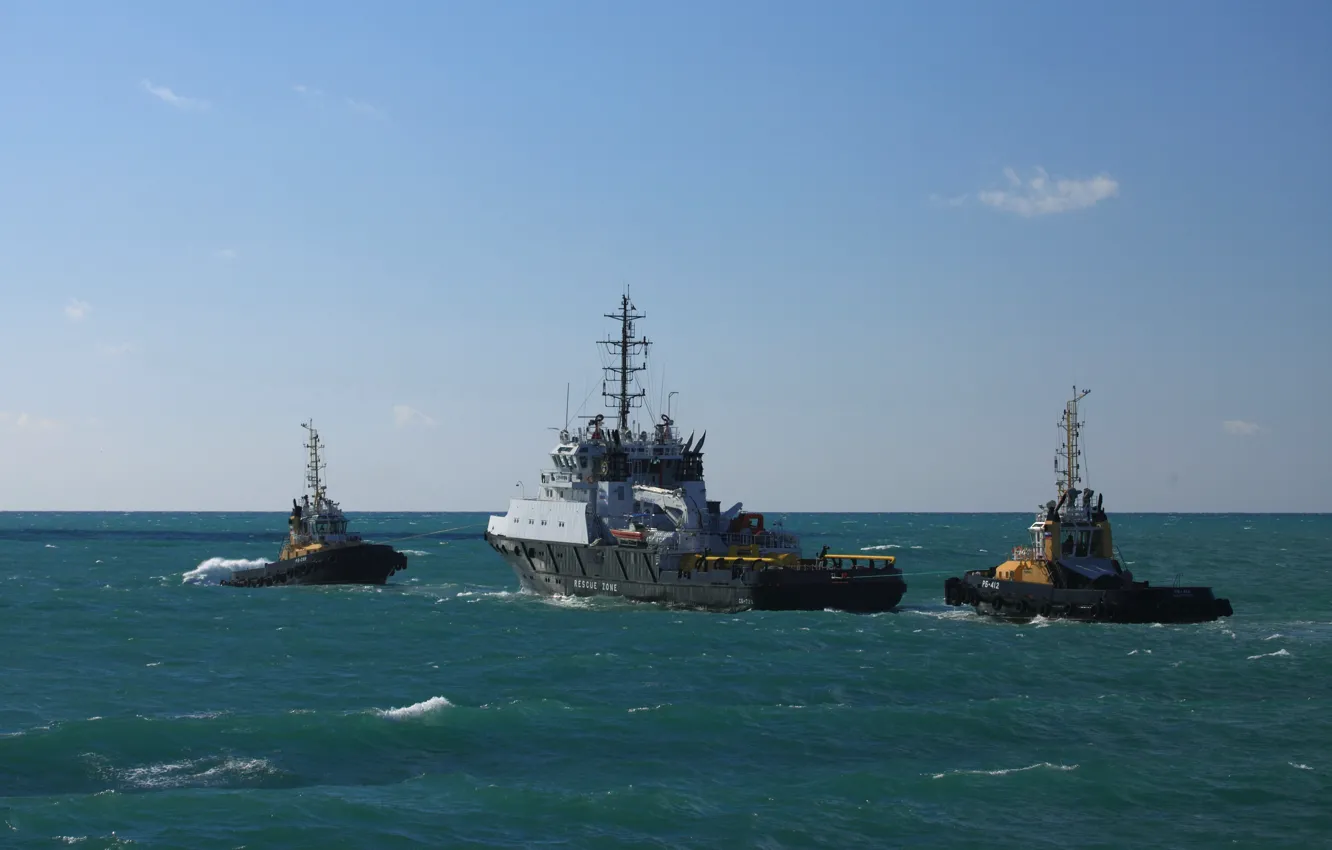 Photo wallpaper sea, tugs, Sevastopol