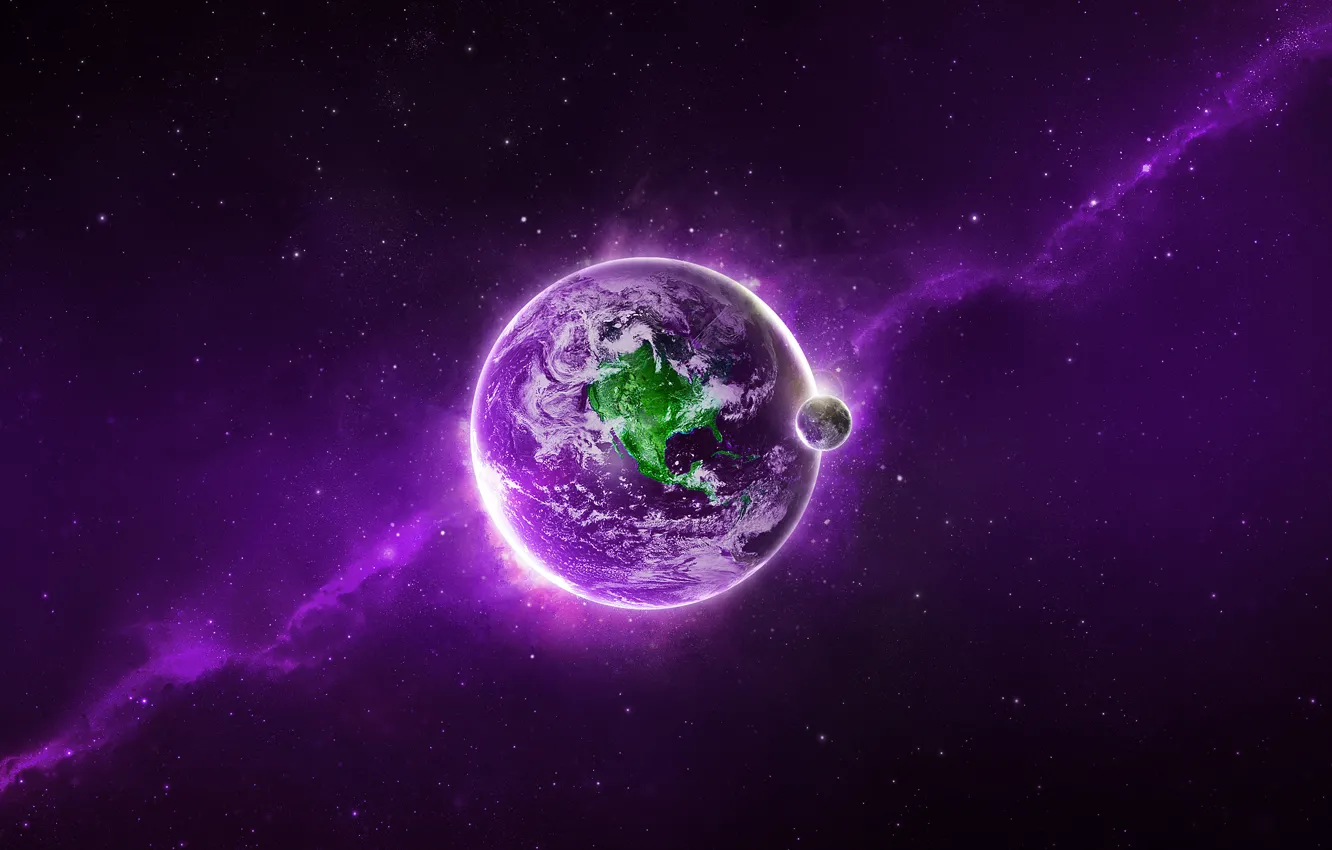 Photo wallpaper light, planet, violet, sci fi