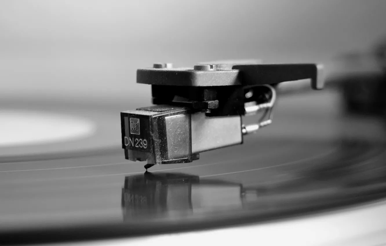 Photo wallpaper macro, music, vinyl, record player