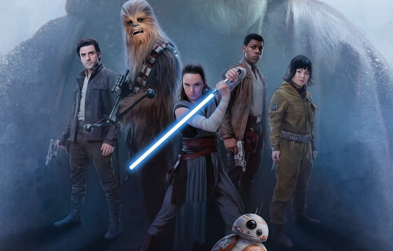 Photo wallpaper weapons, fiction, sword, poster, Oscar Isaac, Oscar Isaac, Daisy Ridley, John Boyega