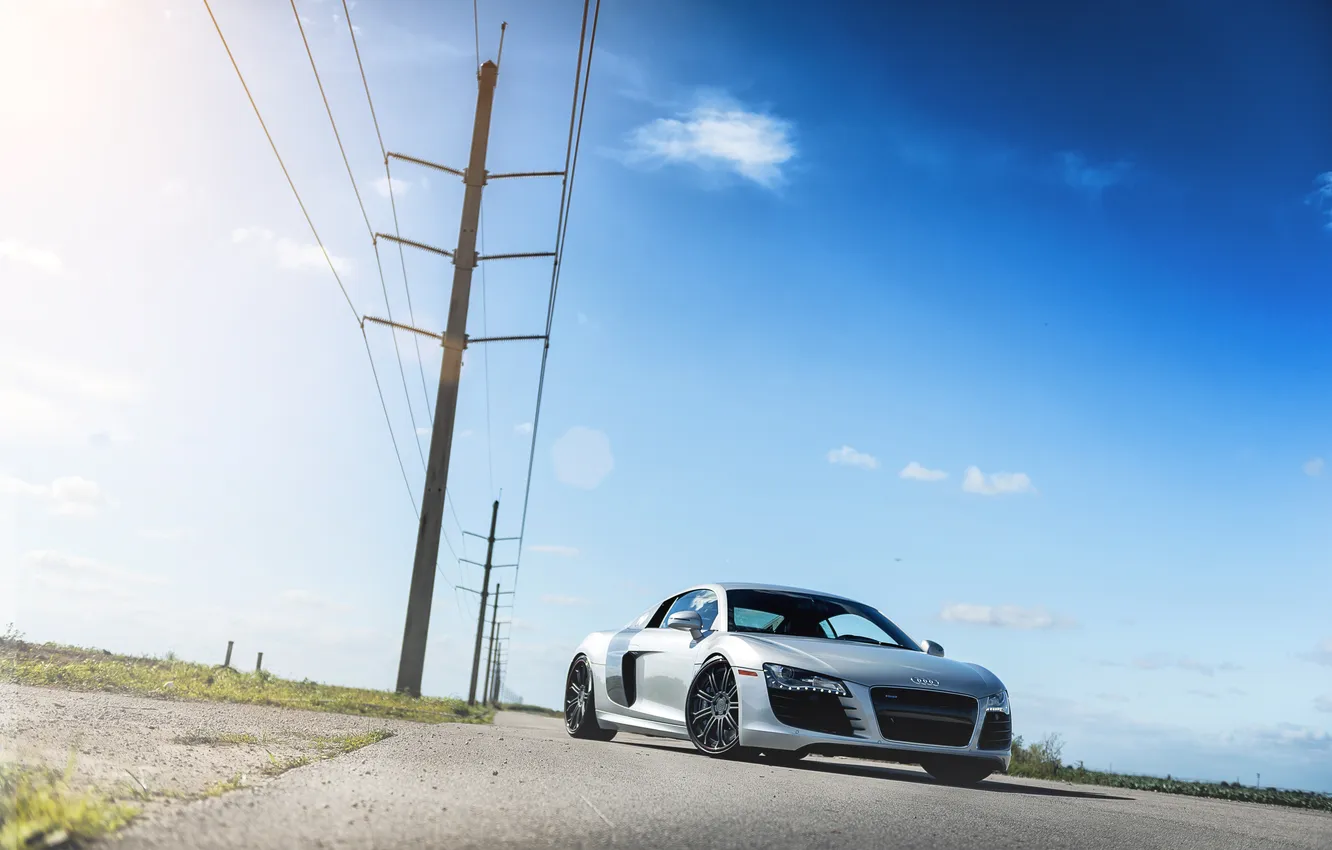 Photo wallpaper glare, Audi, Audi, posts, silver, front view, silvery