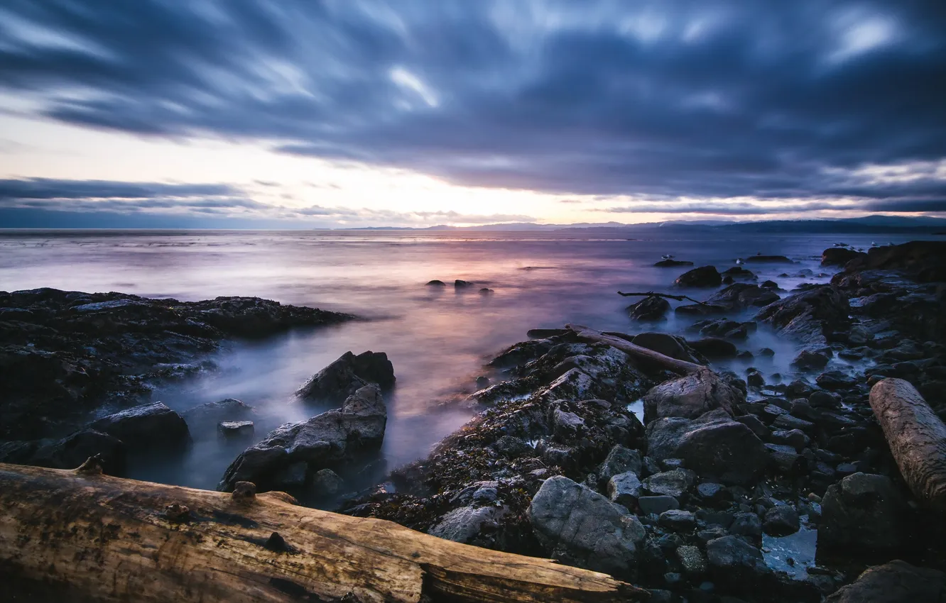 Photo wallpaper sea, landscape, sunset