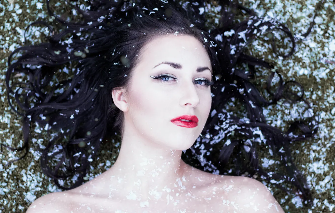 Photo wallpaper look, face, background, model, makeup, lipstick, Chandra