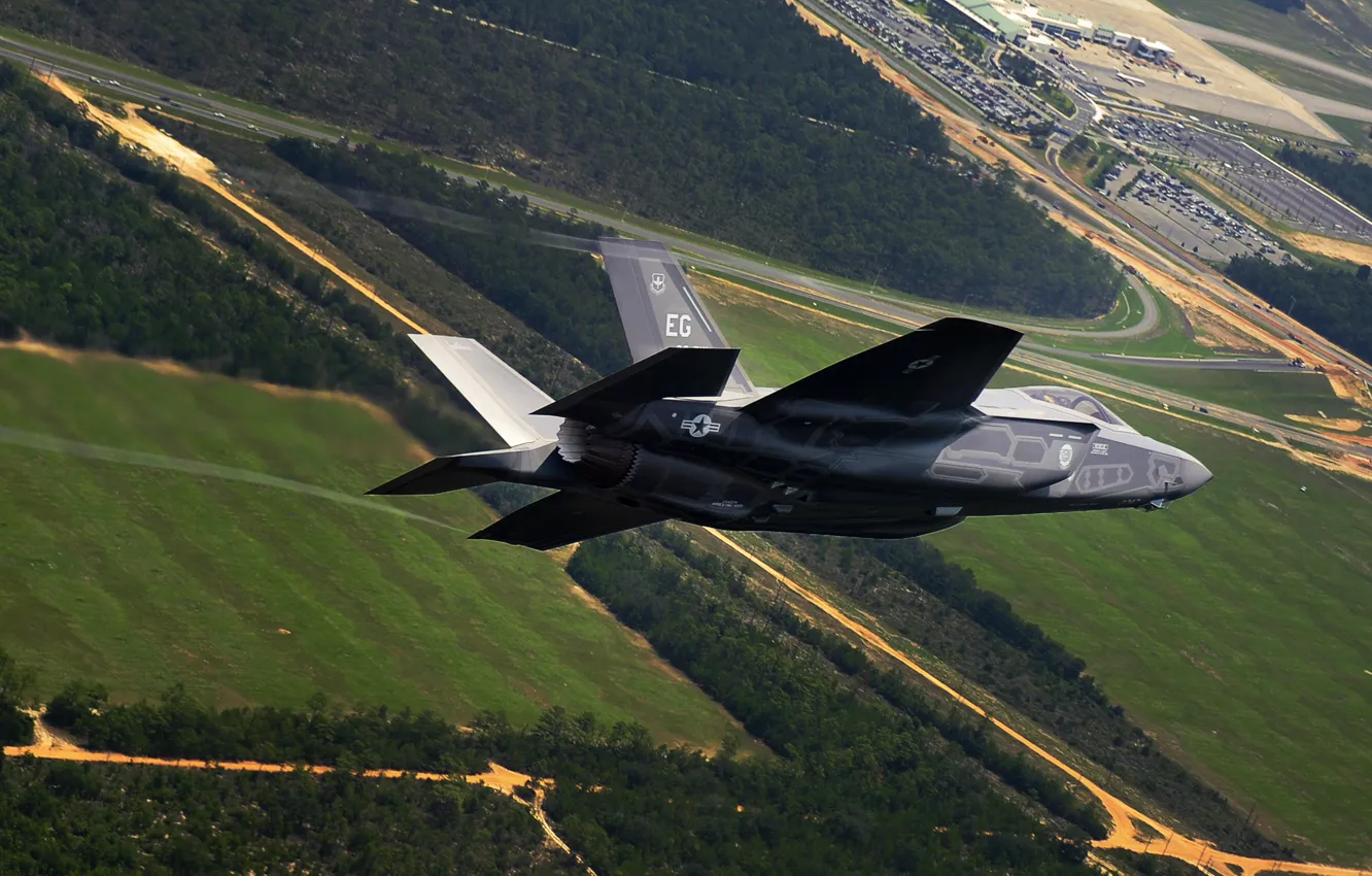 Photo wallpaper UNITED STATES AIR FORCE, Lightning II, F-35, Fighter-bomber