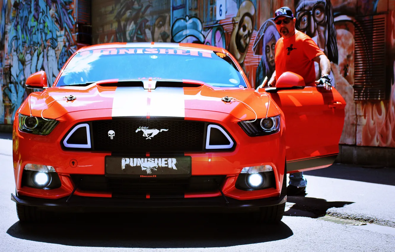 Photo wallpaper Ford Mustang, muscle car, Graphity, street art