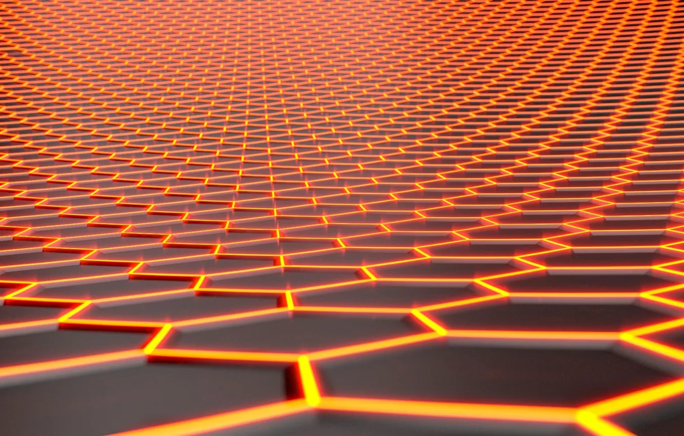 Photo wallpaper mesh, glows, polyhedra, abstraction 3D