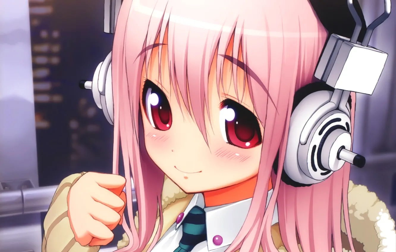 Photo wallpaper girl, headphones, tie, Super Sonic, sonic