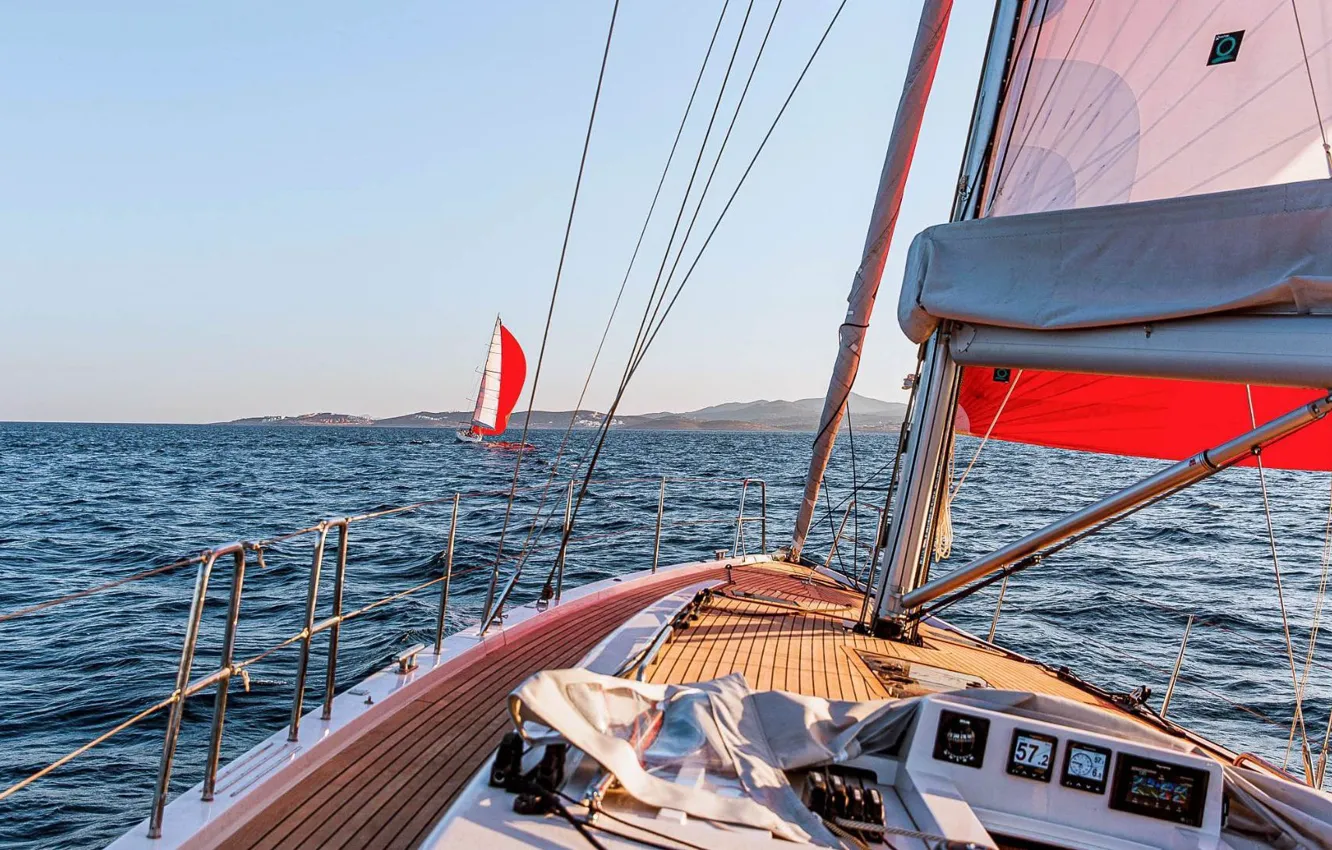 Photo wallpaper sea, coast, yacht, sail, sailing, x46-x-yachting