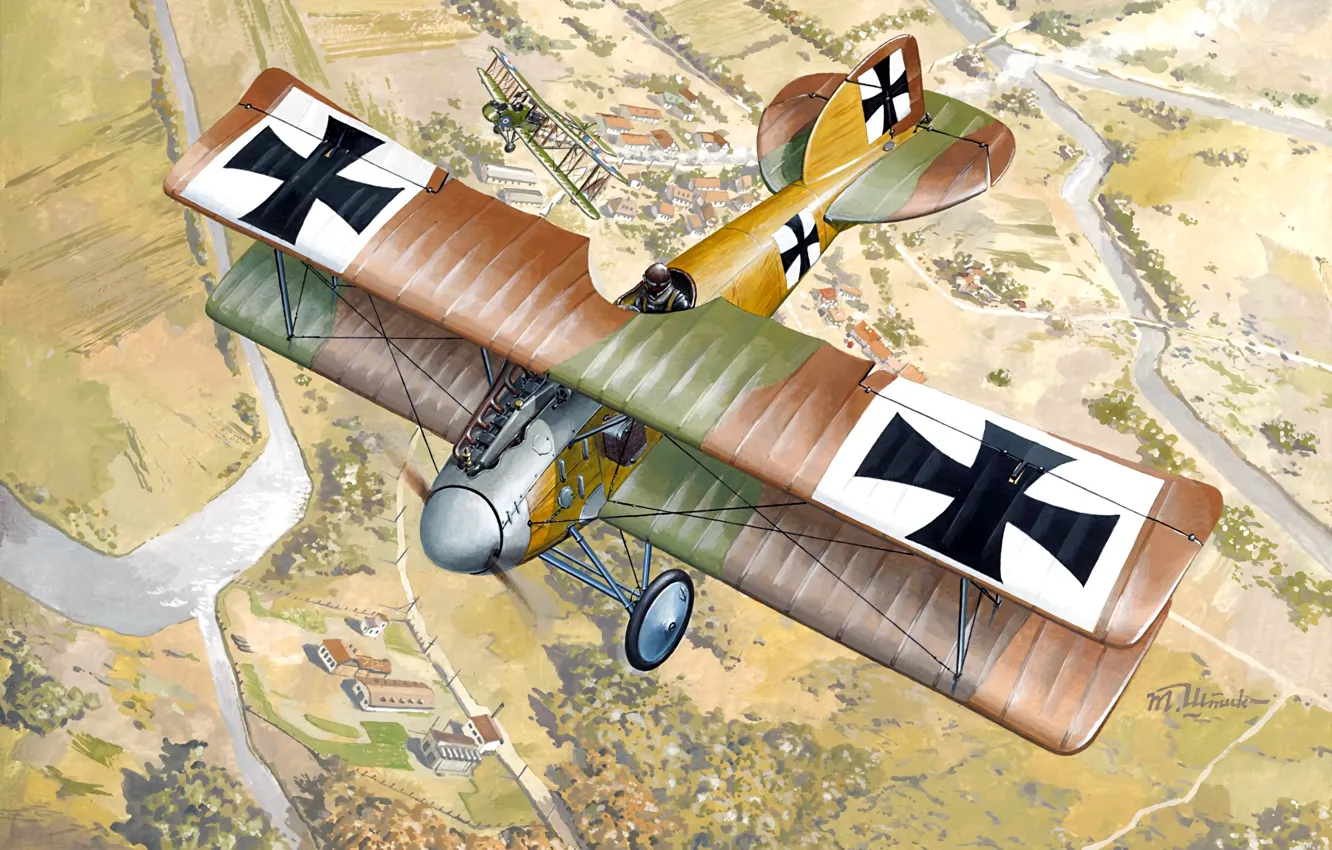 Photo wallpaper fighter, biplane, WWI, Albatros, Albatros D. II, Air forces