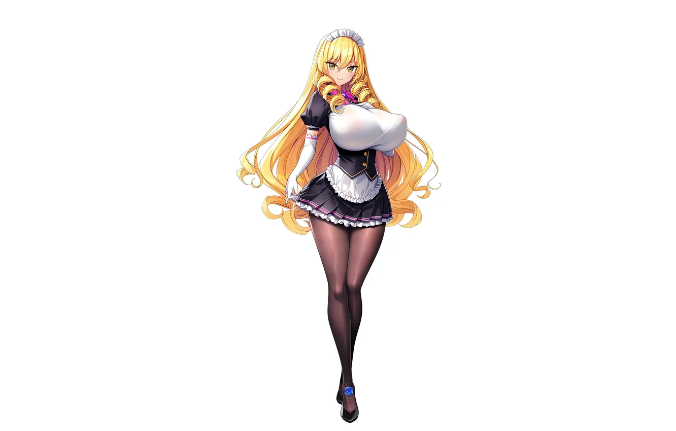 Photo wallpaper girl, sexy, long hair, legs, boobs, anime, beautiful, twintails